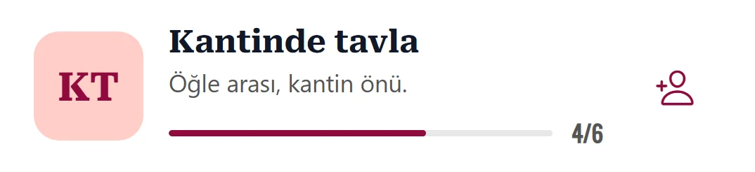 Grup: Kantinde tavla, 4/6 kişi
